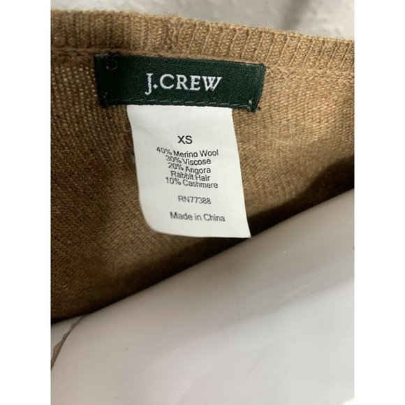 J CREW Women’s XS Brown Crew Sweater Wool/Rabbit Hair/Cashmere Blend V-N… - Picture 3 of 6